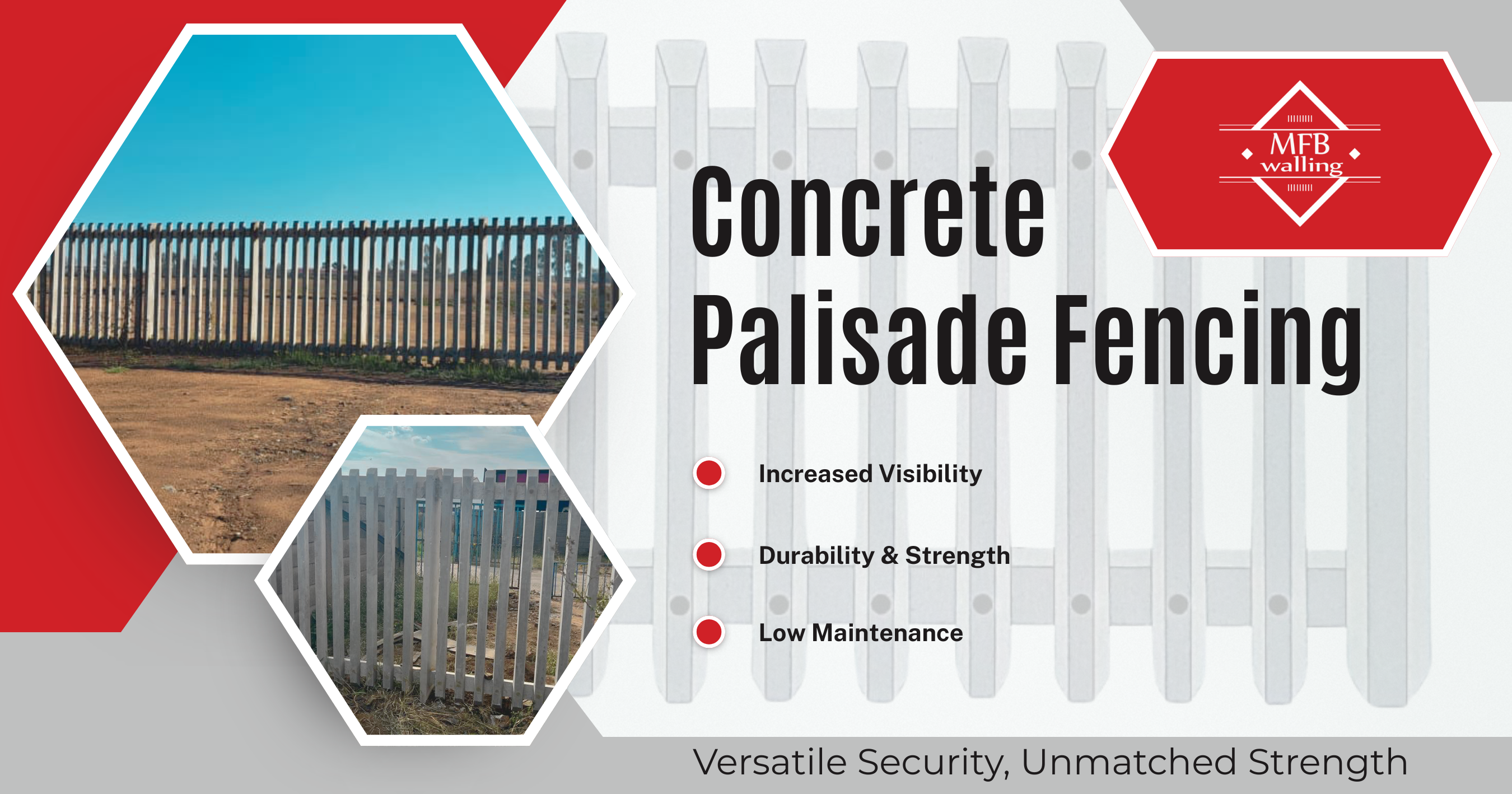 Palisade Fencing_Concrete_MFB Concrete Palisade Fencing from MFB Walling